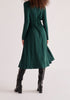 Paisie Ruched Waist Modal Dress in Dark Green Back