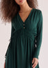 Paisie Ruched Waist Modal Dress in Dark Green Close Up