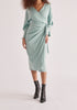 Paisie Satin Wrap Dress in Teal