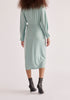 Paisie Satin Wrap Dress in Teal Back