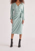 Paisie Satin Wrap Dress in Teal