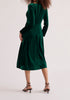 Paisie Velvet Tie-Neck Dress in Dark Green Back