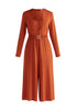 Paisie Ruched Modal Jumpsuit in Burnt Orange Cut Out
