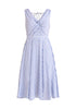 Paisie Striped Midi Twist Dress in Blue and White Cut Out