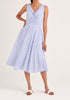Paisie Striped Midi Twist Dress in Blue and White