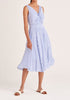 Paisie Striped Midi Twist Dress in Blue and White