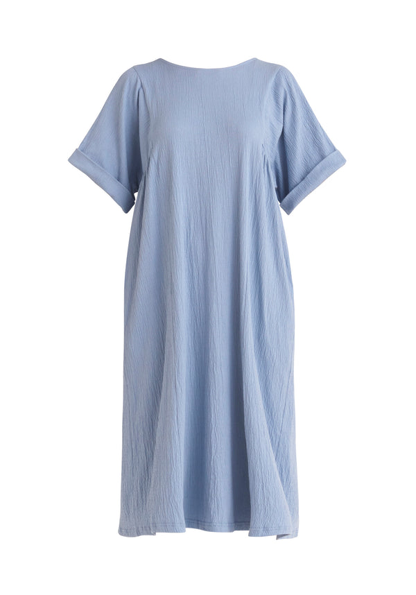 Paisie Relaxed Fit Dress with Back Tie in Blue