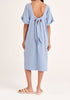Paisie Relaxed Fit Dress with Back Tie in Blue Back
