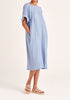 Paisie Relaxed Fit Dress with Back Tie in Blue