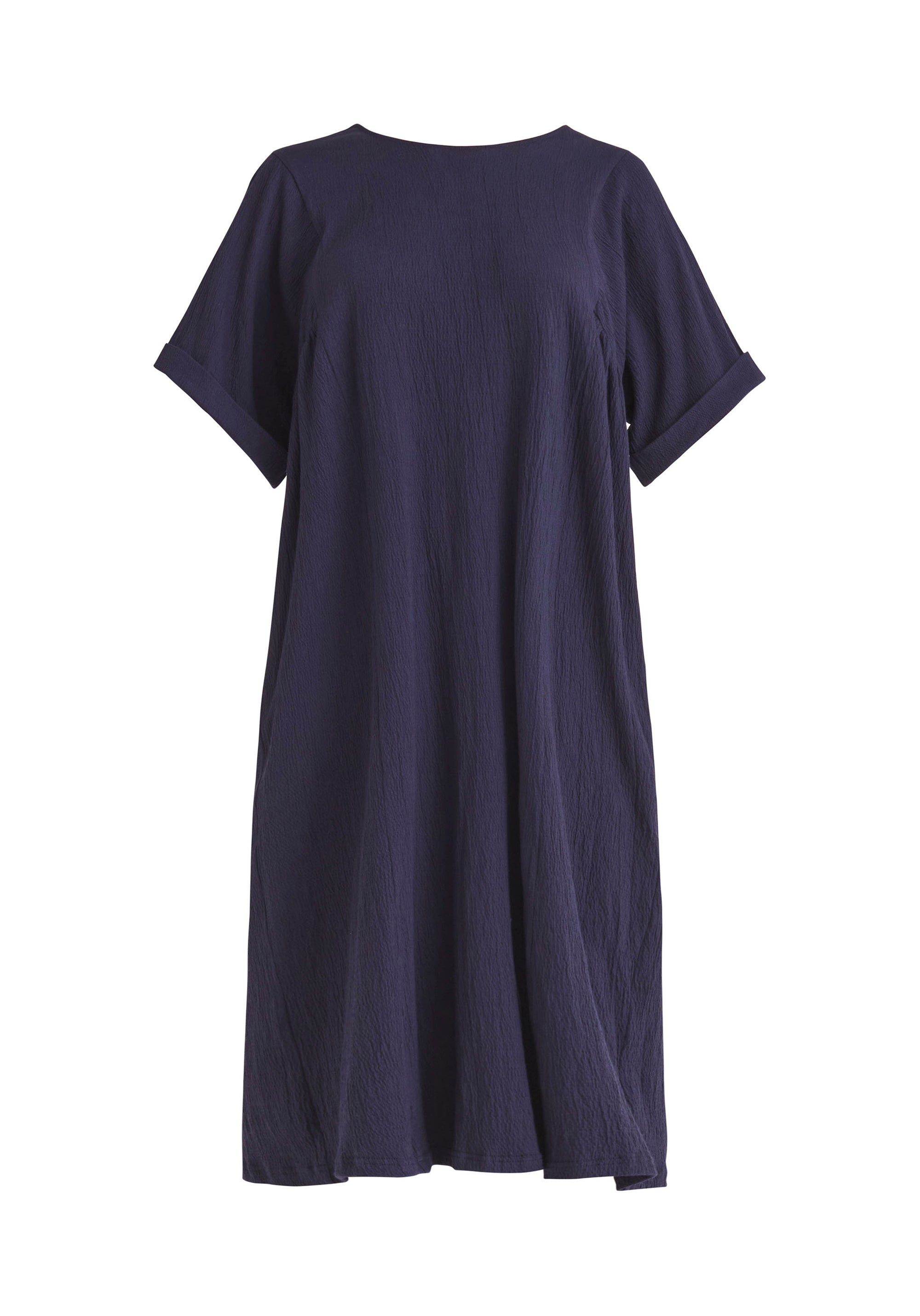 Paisie Relaxed Fit Dress with Back Tie in Navy Cut Out