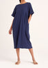 Paisie Relaxed Fit Dress with Back Tie in Navy