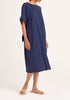 Paisie Relaxed Fit Dress with Back Tie in Navy
