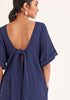 Paisie Relaxed Fit Dress with Back Tie in Navy Close Up