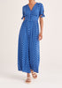 Paisie Sleeve Tie Polka Dot Jumpsuit in Dark Blue and White