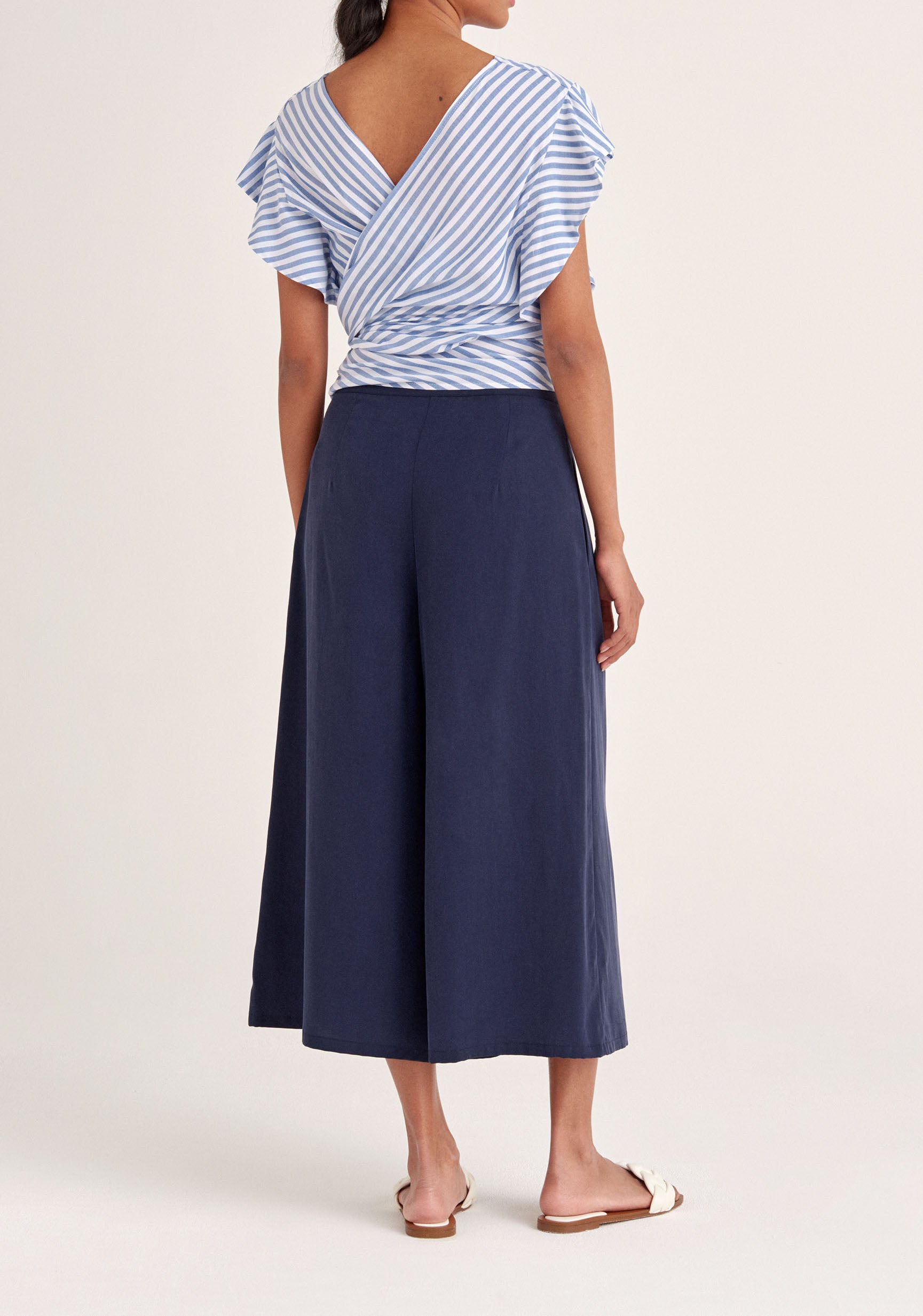 Paisie Striped Two-Way Top in Blue and White Back