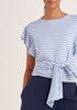 Paisie Striped Two-Way Top in Blue and White Close Up