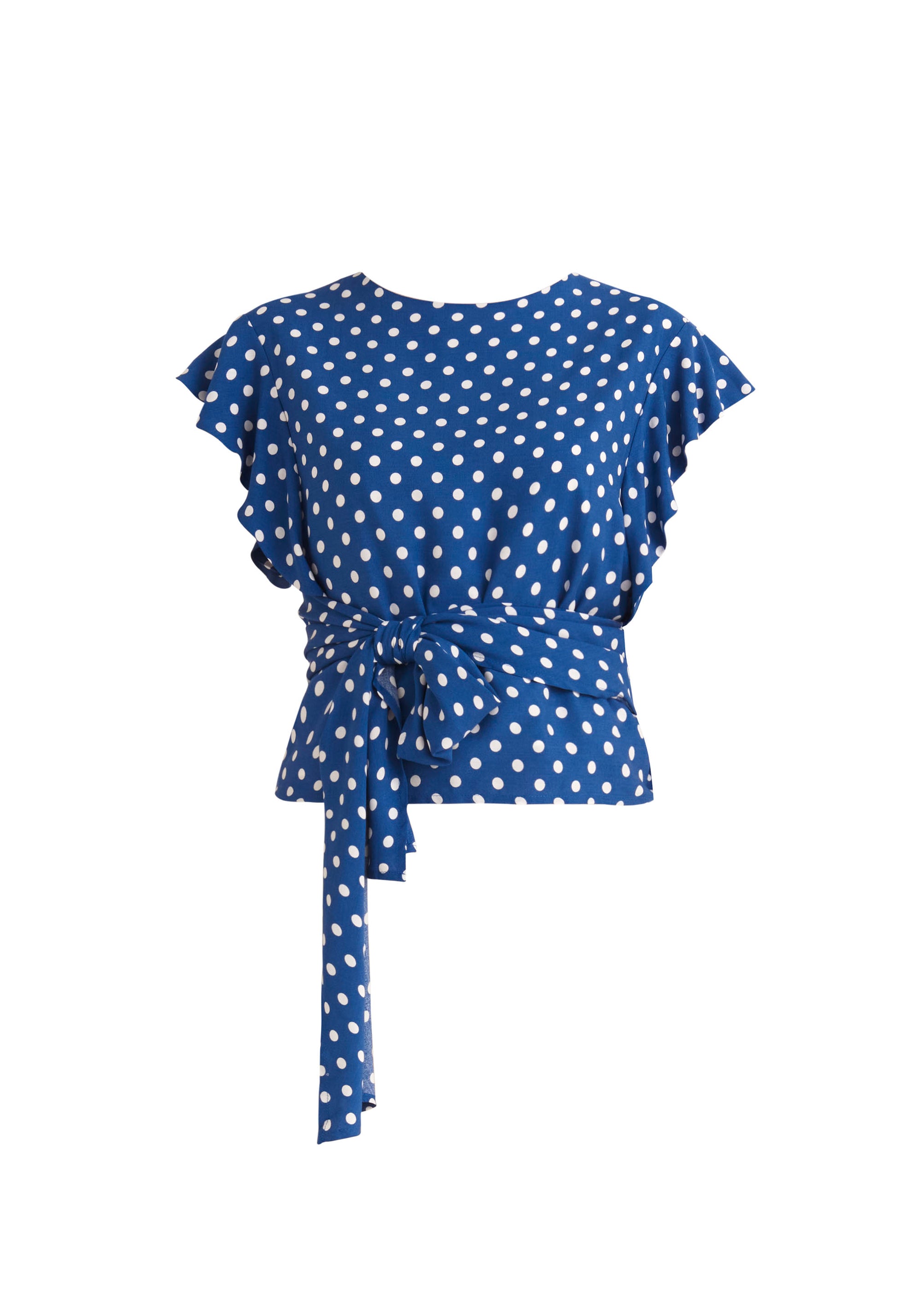 Paisie Polka Dot Two-Way Top in Dark Blue and White Cut Out