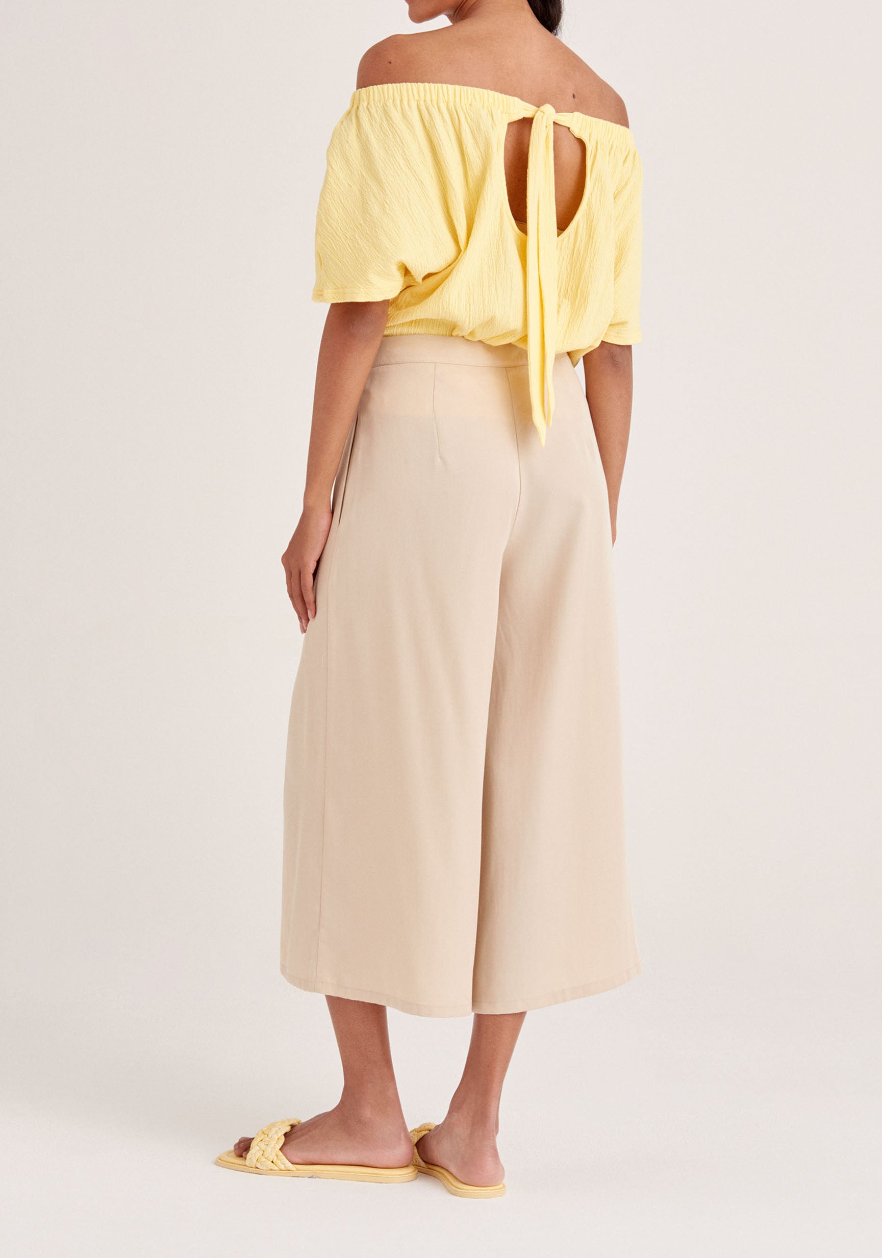 Paisie Tencel Wrap Culottes in Beige Back