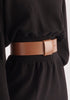 Paisie Wide Leather Belt in Brown Close Up