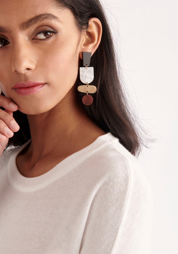 Paisie Multi Colour Dangling Geometrical Earrings