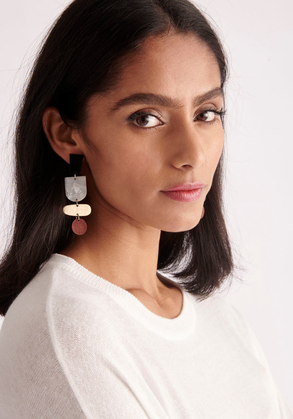 Paisie Multi Colour Dangling Geometrical Earrings