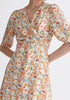 Paisie Floral Dip Hem Wrap Dress Close Up