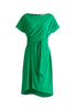 Paisie Long Waist Tie Cotton Top in Green Cut Out