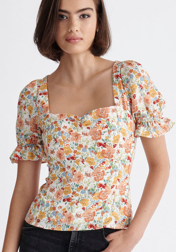 Paisie Floral Sweetheart Top Close Up