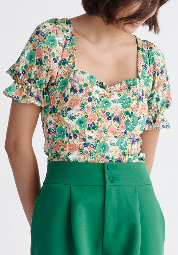 Paisie Floral Sweetheart Top Close Up