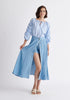 Paisie Midi Button Skort in Light Blue