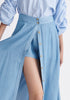 Paisie Midi Button Skort in Light Blue Close up