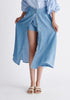 Paisie Midi Button Skort in Light Blue