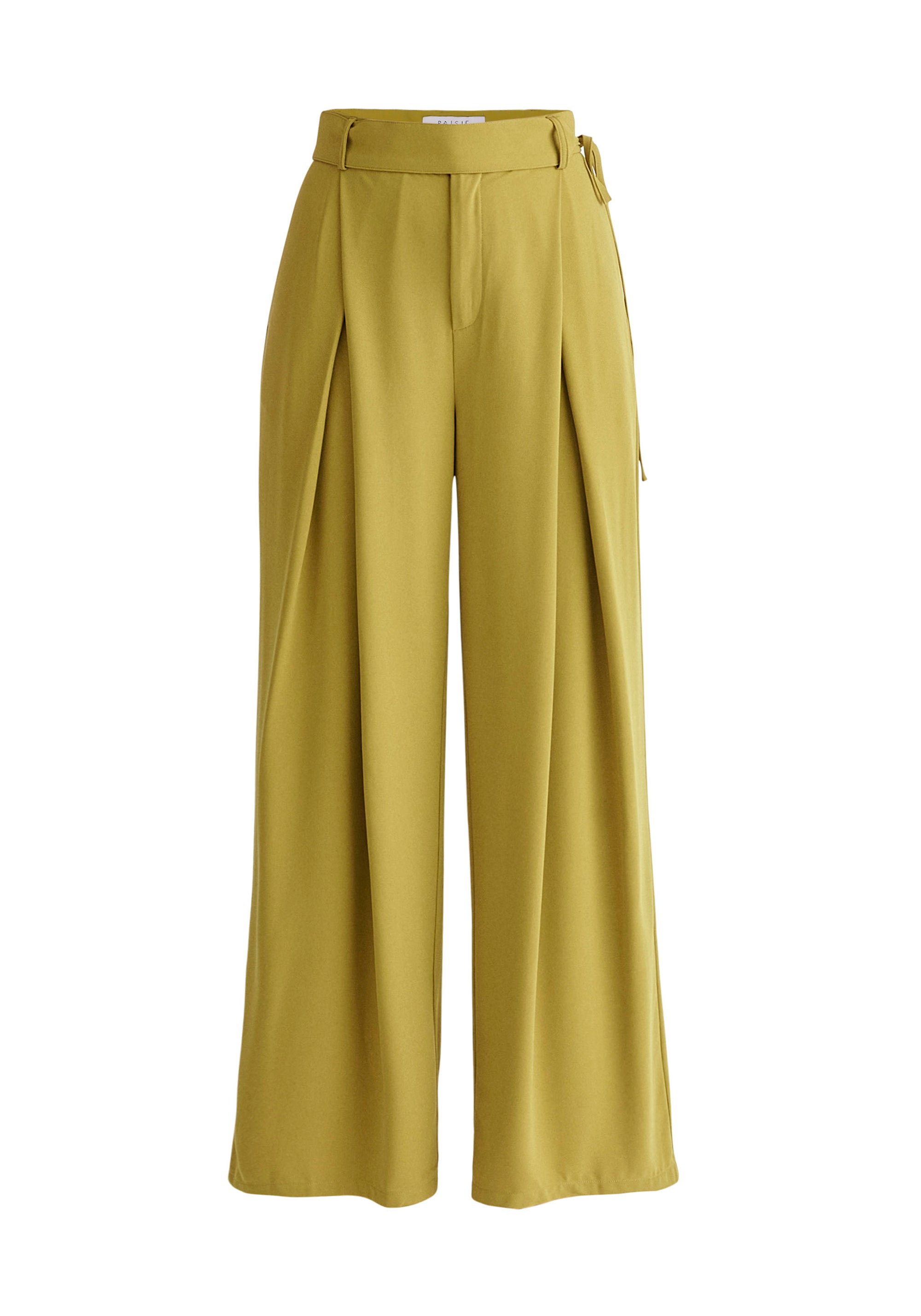 Paisie Pleated High Waist Trousers in Green Cut Out