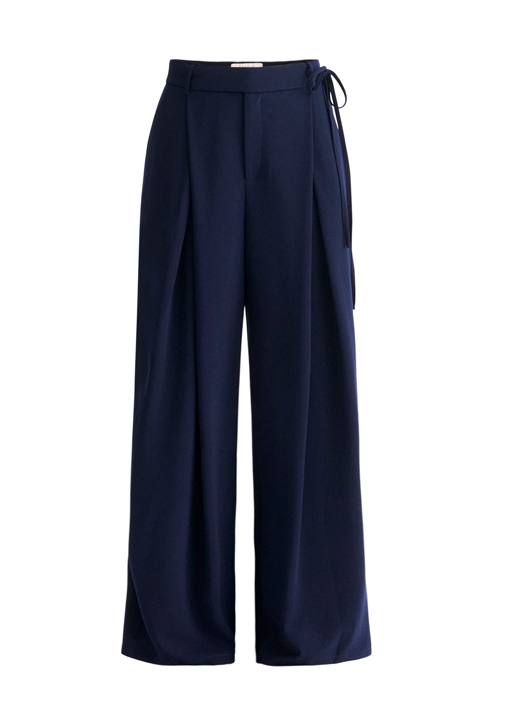 Paisie Pleated High Waist Trousers in Navy Cut Out