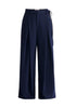 Paisie Pleated High Waist Trousers in Navy Cut Out