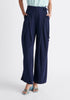 Paisie Pleated High Waist Trousers in Navy