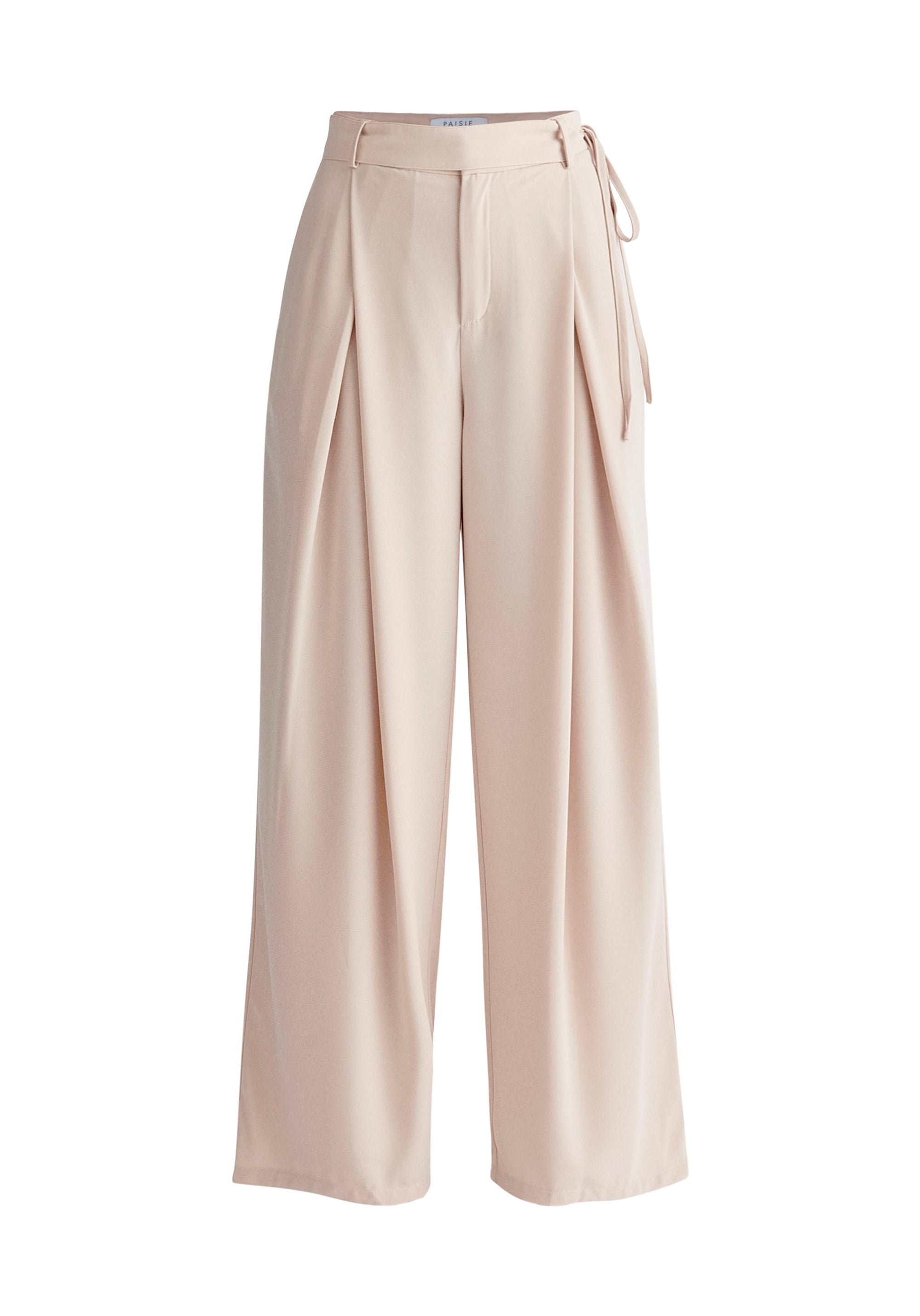 Paisie Pleated High Waist Trousers in Beige Cut Out