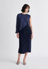 Paisie Detachable Cape Dress in Navy
