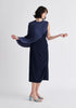 Paisie Detachable Cape Dress in Navy