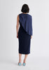 Paisie Detachable Cape Dress in Navy Back