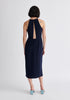 Paisie Detachable Cape Dress in Navy Back
