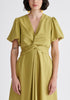 Paisie Midi Twist Dress in Green Close Up