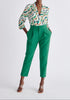 Paisie Belted Wave Print Blazer in Green