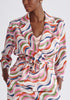 Paisie Belted Wave Print Blazer in Pink Close Up