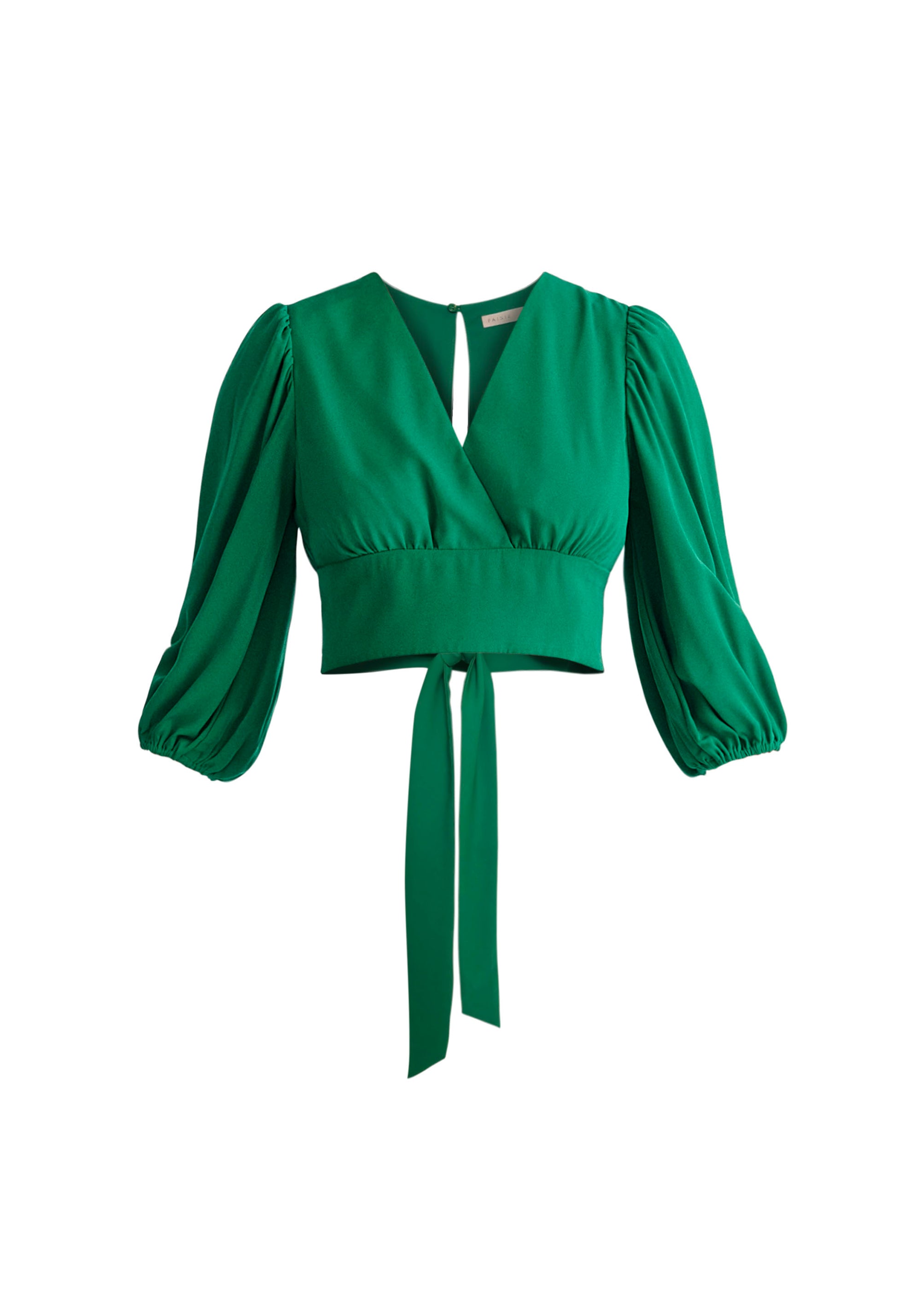 Paisie Wrap Crop Top in Green Cut Out