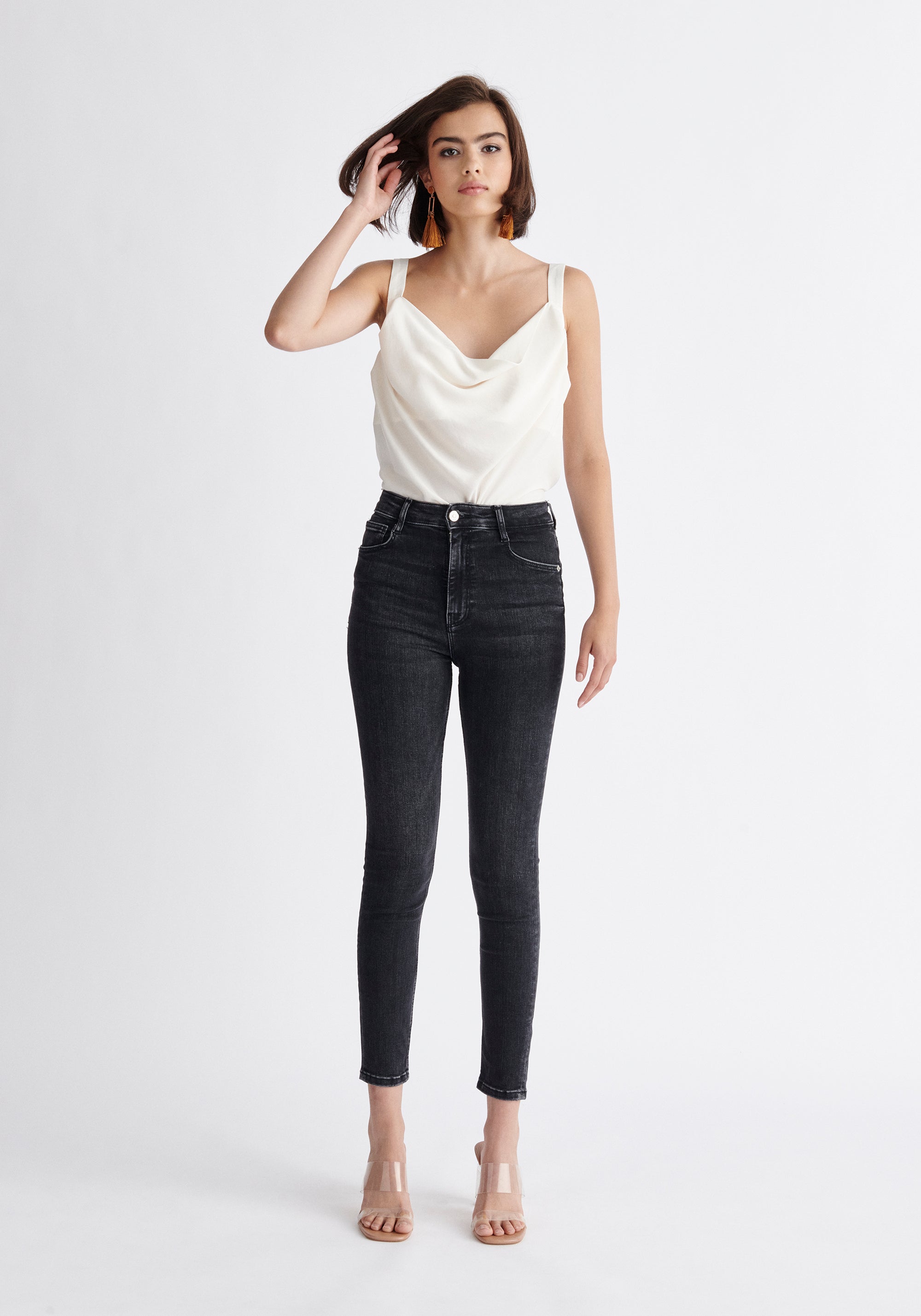 Paisie Cowl Neck Vest Top in White