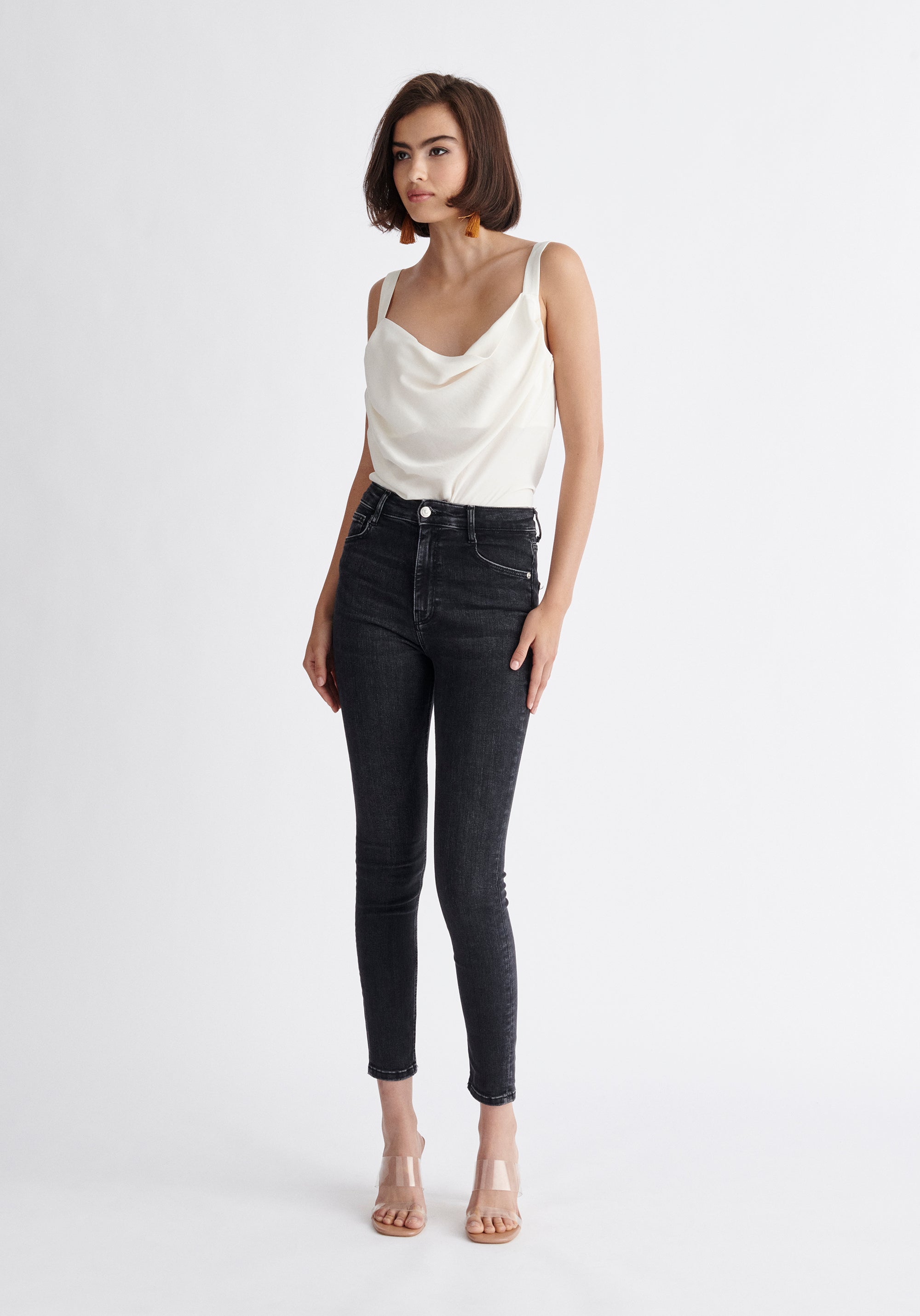 Paisie Cowl Neck Vest Top in White