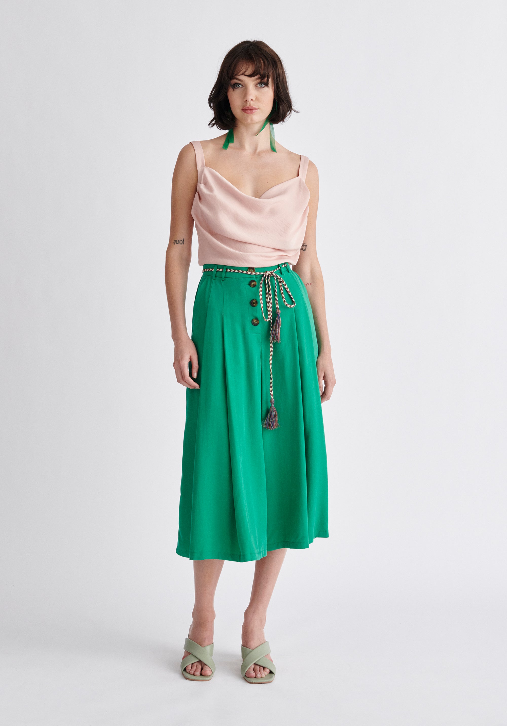 Paisie Cowl Neck Vest Top in Pink