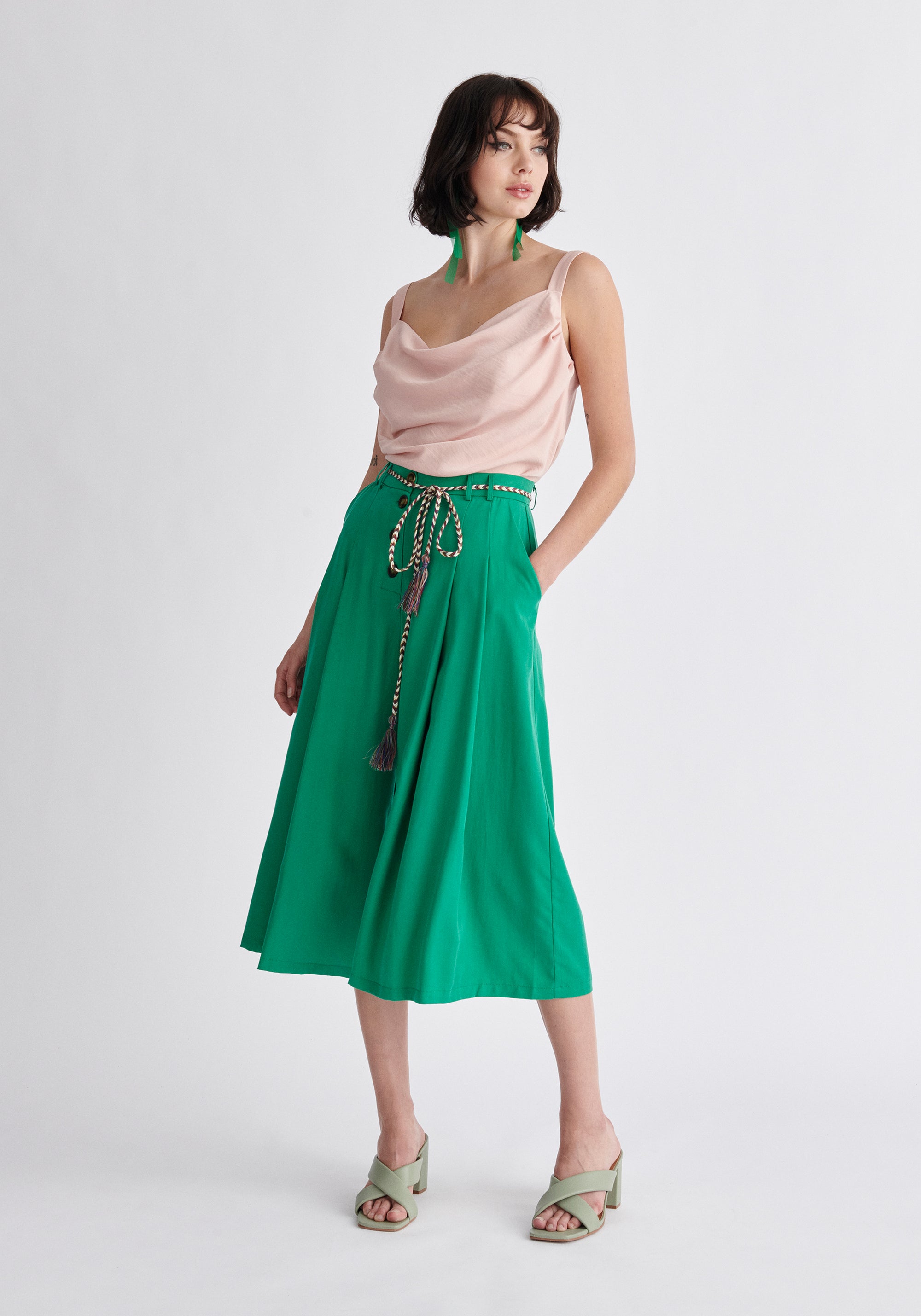 Paisie Cowl Neck Vest Top in Pink