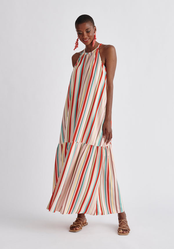 Paisie Striped Halterneck Maxi Dress